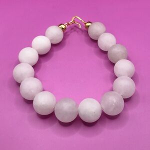 Matte Rose Quartz Stretch Bracelet, Pale Pink Jumbo Beads